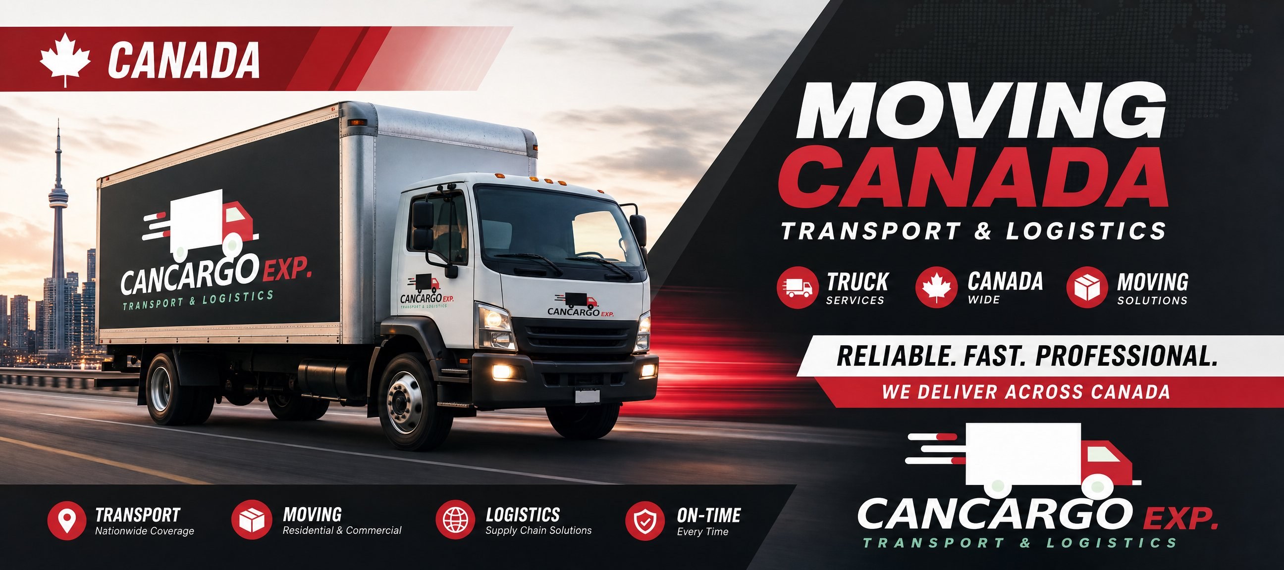 CanCargo Express — Moving Canada · Transport & Logistics · We deliver across Canada