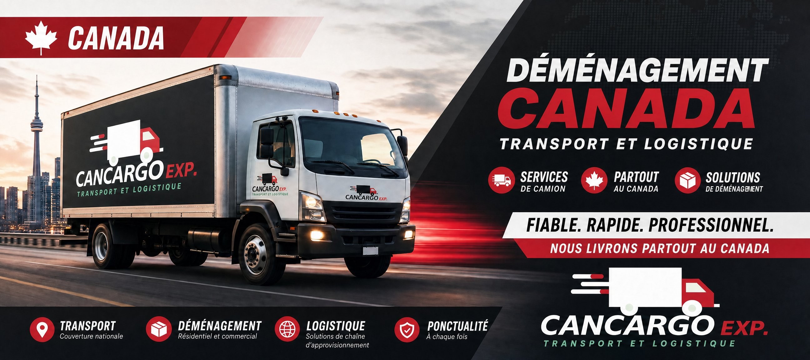CanCargo Express — Déménagement Canada · Transport et Logistique · Nous livrons partout au Canada